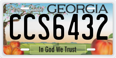 GA license plate CCS6432