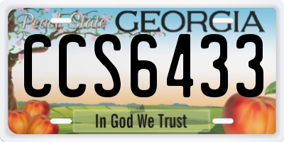 GA license plate CCS6433