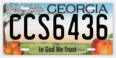 GA license plate CCS6436