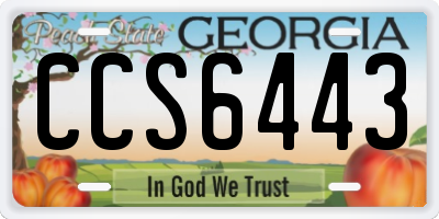 GA license plate CCS6443