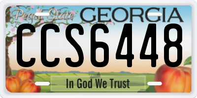 GA license plate CCS6448