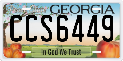 GA license plate CCS6449