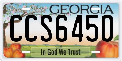 GA license plate CCS6450