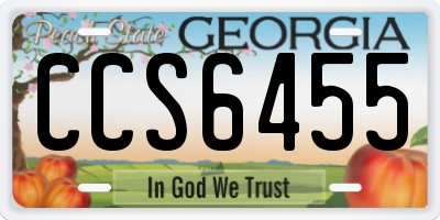 GA license plate CCS6455
