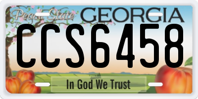 GA license plate CCS6458