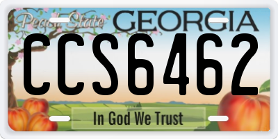 GA license plate CCS6462