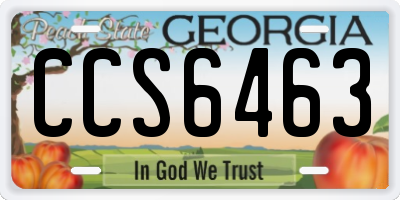 GA license plate CCS6463