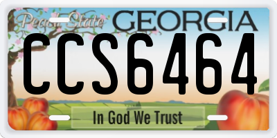 GA license plate CCS6464