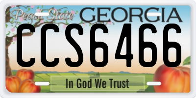 GA license plate CCS6466