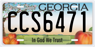 GA license plate CCS6471