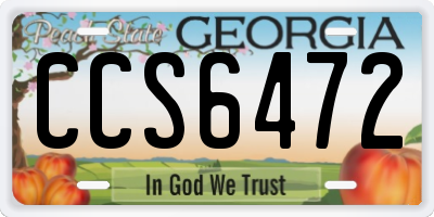 GA license plate CCS6472