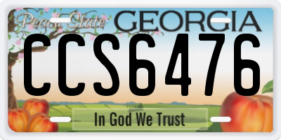 GA license plate CCS6476