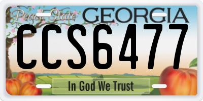 GA license plate CCS6477