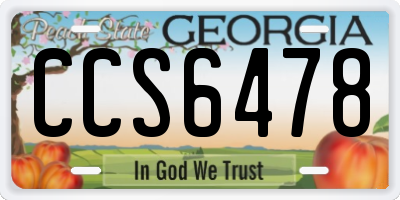 GA license plate CCS6478