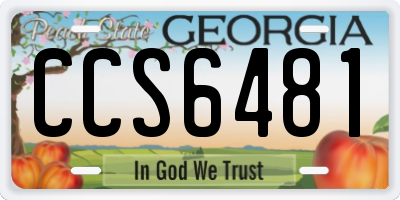GA license plate CCS6481