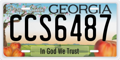 GA license plate CCS6487