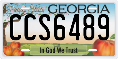 GA license plate CCS6489