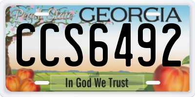 GA license plate CCS6492