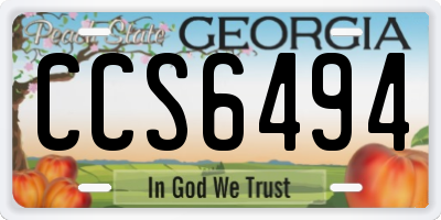 GA license plate CCS6494
