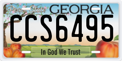 GA license plate CCS6495