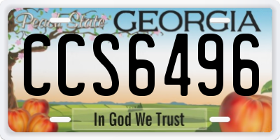 GA license plate CCS6496