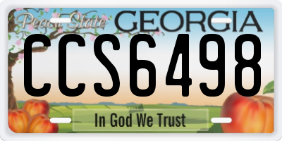 GA license plate CCS6498