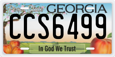 GA license plate CCS6499