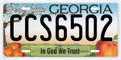 GA license plate CCS6502