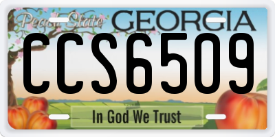 GA license plate CCS6509