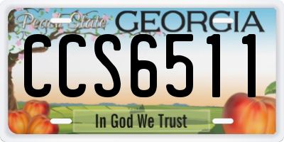 GA license plate CCS6511