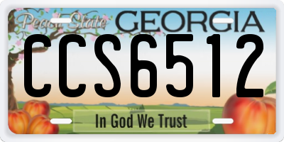 GA license plate CCS6512