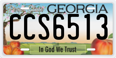 GA license plate CCS6513