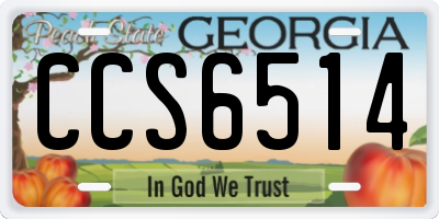 GA license plate CCS6514