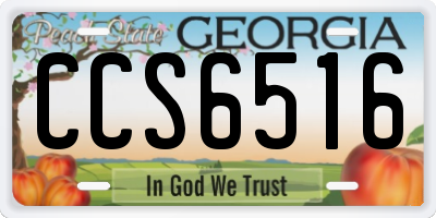 GA license plate CCS6516