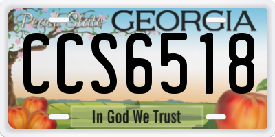 GA license plate CCS6518