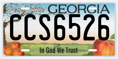 GA license plate CCS6526