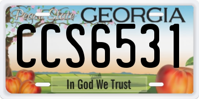 GA license plate CCS6531