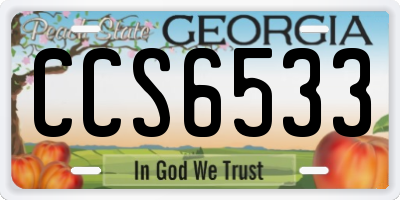 GA license plate CCS6533
