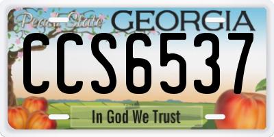 GA license plate CCS6537