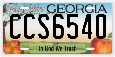 GA license plate CCS6540