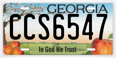 GA license plate CCS6547