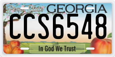 GA license plate CCS6548