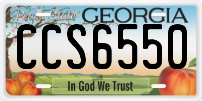 GA license plate CCS6550