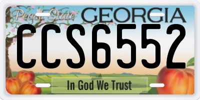 GA license plate CCS6552