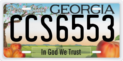 GA license plate CCS6553