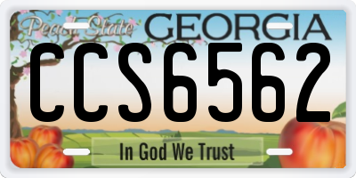GA license plate CCS6562