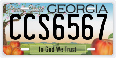 GA license plate CCS6567