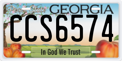 GA license plate CCS6574