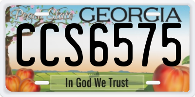GA license plate CCS6575