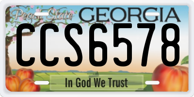 GA license plate CCS6578